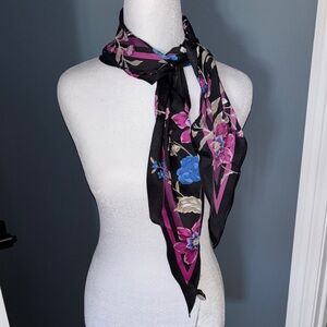 NWT Ann Taylor Floral Black and Purple Scarf